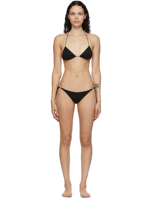 Oséree Black Polyester And Elastane Halter Neck Bikini Set
