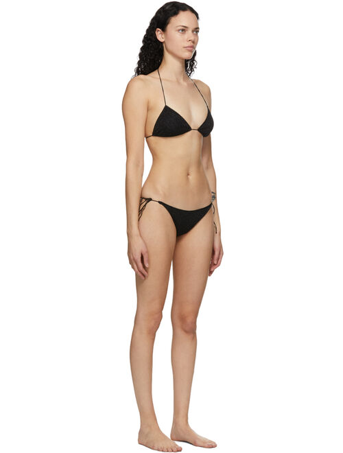 Oséree Black Polyester And Elastane Halter Neck Bikini Set