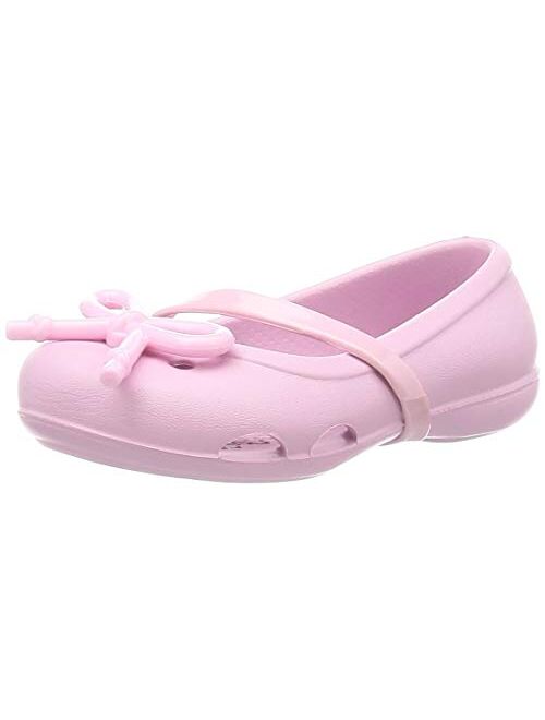 Crocs Unisex-Child Preschool Lina Bow Charm Flat | Girl's Dress Slip on Shoes Mary Jane