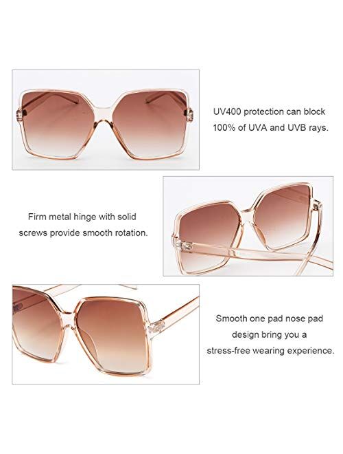 Dollger Oversized Square Sunglasses for Women Big Large Wide Fashion Shades for Men 100% UV Protection Unisex