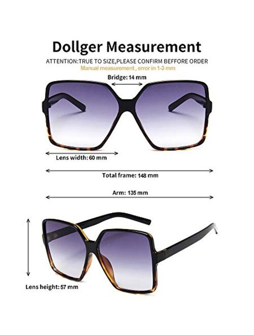 Dollger Oversized Square Sunglasses for Women Big Large Wide Fashion Shades for Men 100% UV Protection Unisex