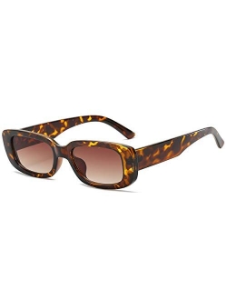 Retro Rectangle Sunglasses For Women Trendy Vintage 90s Small Sunglasses UV 400 Protection Square Shades
