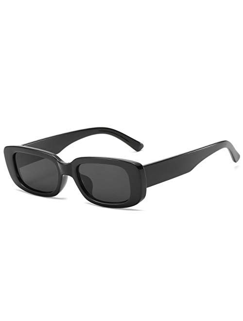 Dollger Retro Rectangle Sunglasses For Women Trendy Vintage 90s Small Sunglasses UV 400 Protection Square Shades
