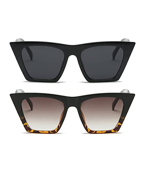 Square Cat Eye Sunglasses for Women Fashion Oversize Cateye Classic women Sunglasses