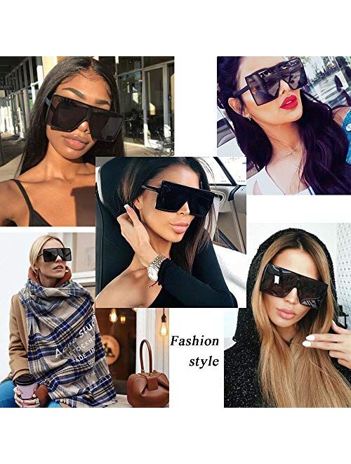 Dollger Square Oversized Sunglasses for Women Men Fashion Big Black 70s Sunglasses Shades