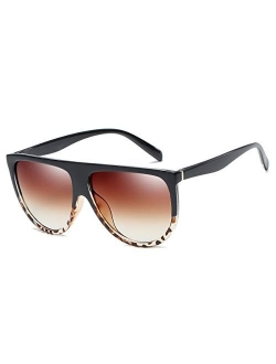 Oversized Sunglasses for Women Men Flat Top Designer Fashion Retro Sunglasses Frame Shades