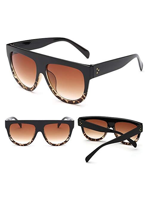 Dollger Oversized Sunglasses for Women Men Flat Top Designer Fashion Retro Sunglasses Frame Shades