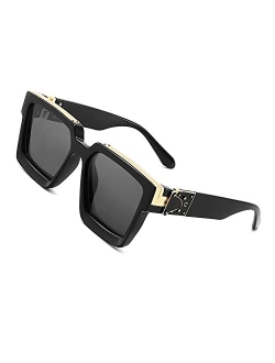 Square Flat Top Thick Plastic Super Dark Gangster Luxury Sunglasses 57mm