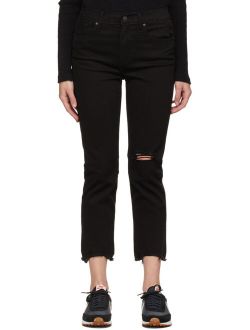 Black 724 High-Rise Straight Cropped Jeans