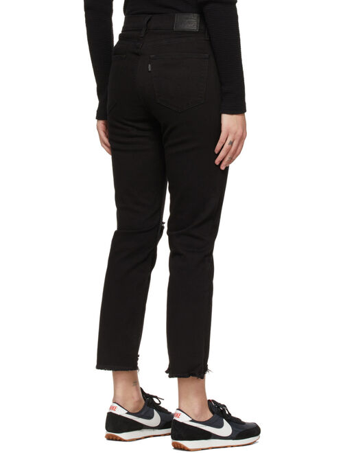 Levi's Black 724 High-Rise Straight Cropped Jeans