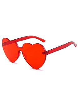 Heart Shape Sunglasses One Piece Transparent Rimless Candy Color Glasses