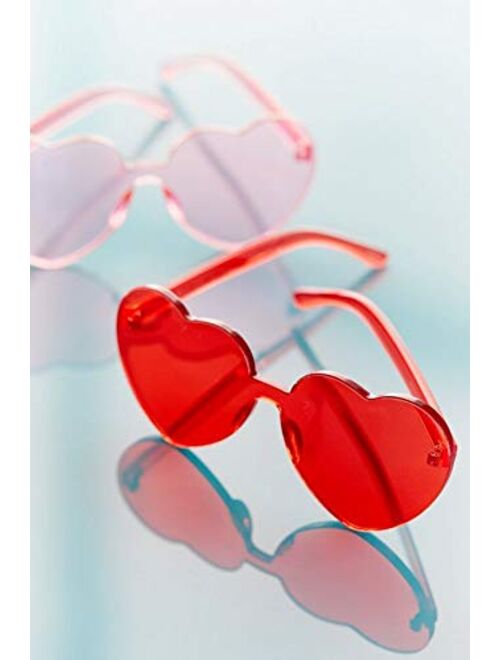Dollger Heart Shape Sunglasses One Piece Transparent Rimless Candy Color Glasses