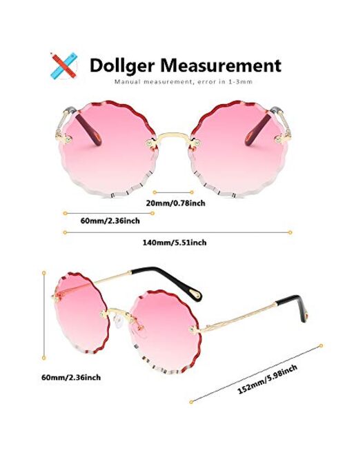 Rimless Round Sunglasses For Women Retro Flower Sunglasses Fashion Disco Oversized Sunglasses UV400 Protection