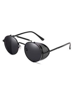 Steampunk Style Round Vintage Sunglasses Retro Eyewear UV400 Protection for Men Women