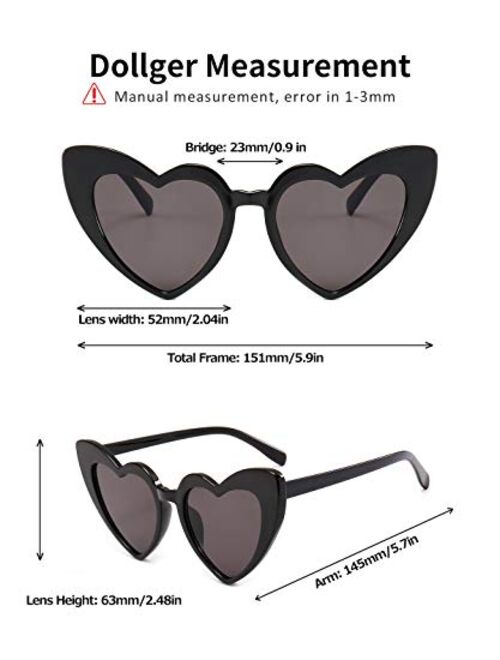 Dollger Heart Sunglasses for Women Retro Love Eyeglasses Vintage Cat Eye Glasses UV400