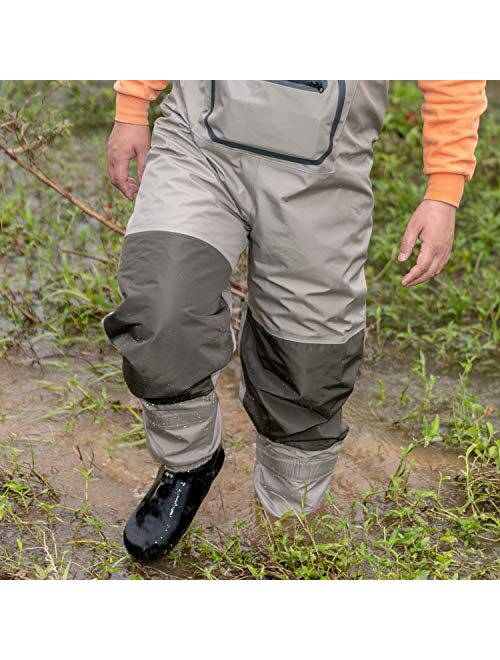 8 Fans Breathable Chest Wader 3-Ply 100% Durable and Waterproof with Neoprene Stocking Foot Insulated Fishing Chest Waders for Fly Fishing,Duck Hunting,Emergency Flooding for Men and Women 