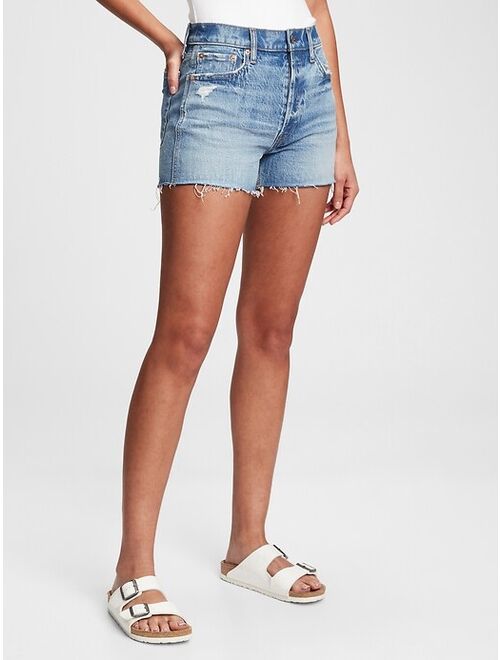GAP 3'' High Rise Distressed Cheeky Shorts With Washwell™