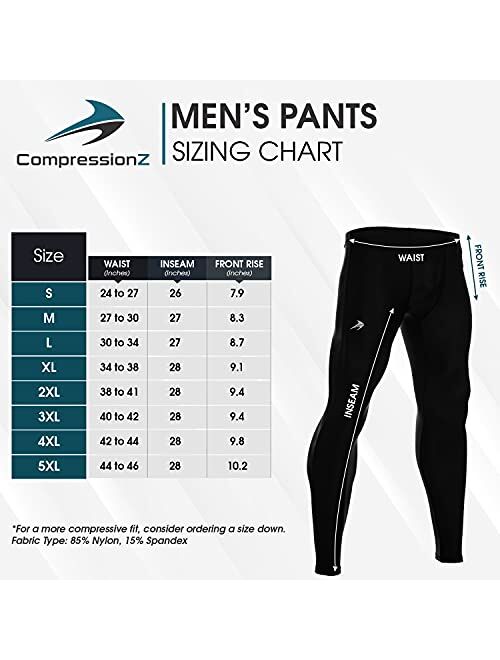 CompressionZ Men's Compression Pants Performance Base Layer Running Tights Athletic Leggings