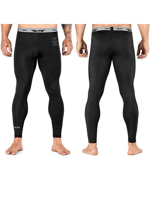 Elite Sports Men’s BJJ Spats Leggings Tights, Best Jiu Jitsu MMA no Gi spat Compression Pants for Men