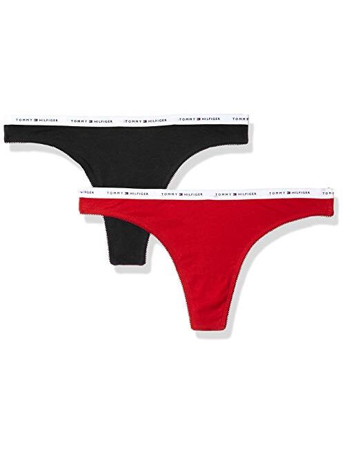 Tommy Hilfiger Women's Cotton Stretch Thong Underwear Panty, 2 Pack