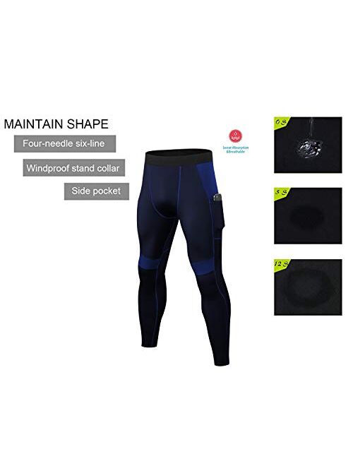 YUSHOW 2 Packs Mens Compression Leggings Sports Running Tights Cool Dry Base Layer Pants Gym Workout