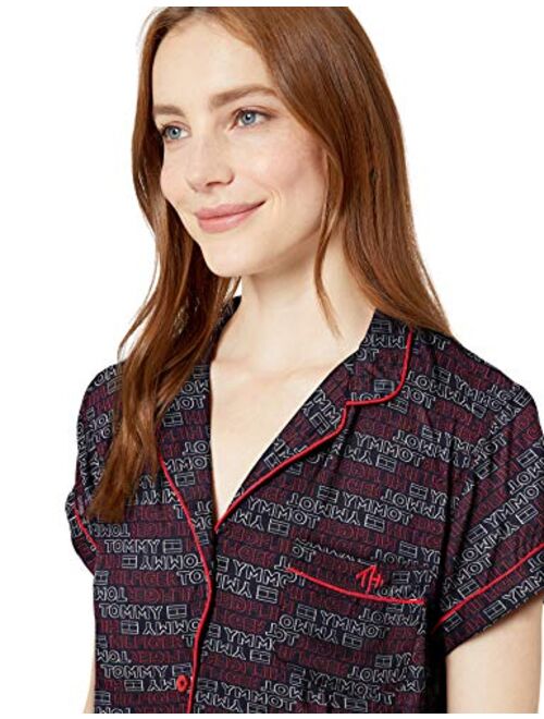 Tommy Hilfiger Women's Rayon Girlfriend Pajama Short Sleeve Pj Set