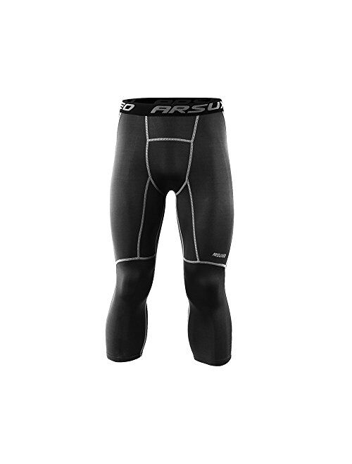 ARSUXEO Men's 3/4 Running Compression Tights Capri Pants K75