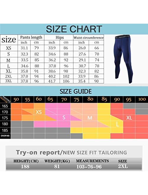 BUYJYA 3 Pack Men's Compression Pants Running Tights Workout Leggings Athletic Cool Dry Yoga Gym Clothes