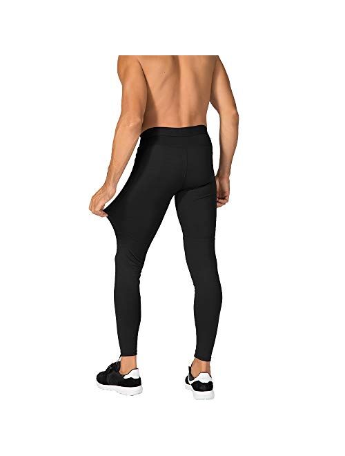 N/ A Men's Compression Pants Workout Athletic Leggings Running Gym Tights with Pockets