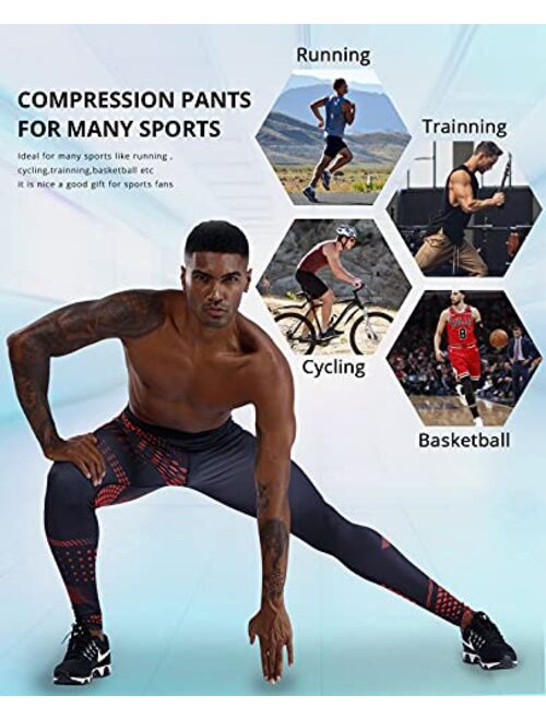 CANGHPGIN Men's Compression Pants Sports Tights for Men Gym Running Baselayer Cool Dry Workout Athletic Leggings