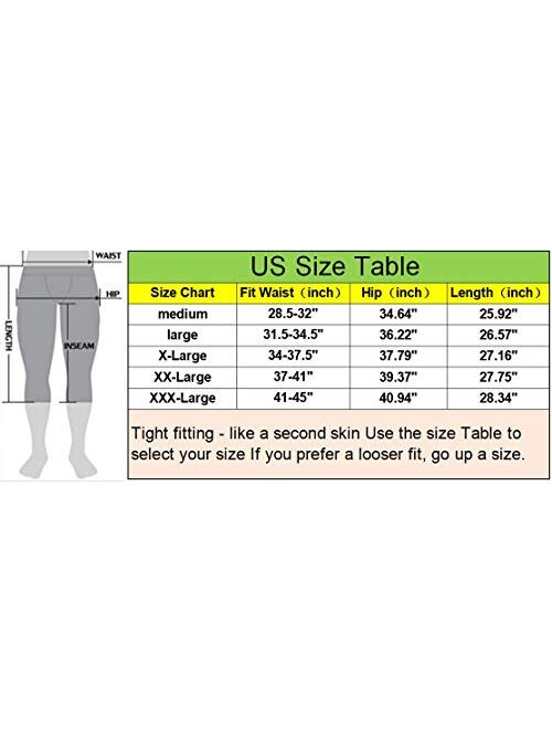 Siboya Men's Compression 3/4 Capri Shorts 2 Pack Baselayer Cool Dry Tights Running Pants
