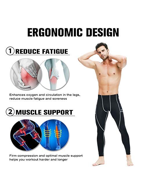 apollo walker Men's Compression Leggings Quick Dry Athletic Cycling Pants, Running Riding Tights Base Layer Bottoms