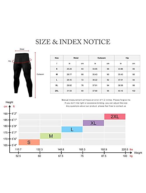 2 Pack Mens Compression Leggings Workout Running Tights with Pockets Cool Dry Baseball Active Sports Gym Pants