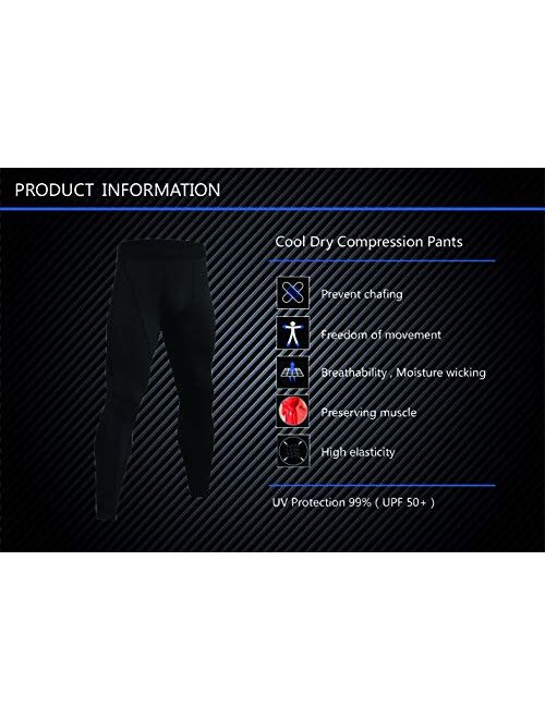 NATURET Compression Pants Running Tights Mens Leggings Baselayer Womens Cool Dry Sports Rreflect Light Tights