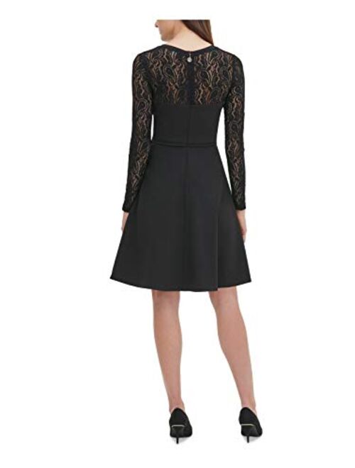 Tommy Hilfiger Women's Lace Sleeve Fit and Flare Dress