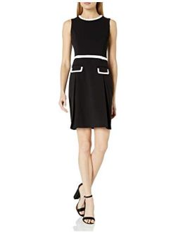Women's Scuba Crepe Outlined Fit and Flare Dress
