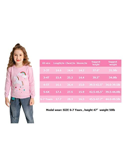 SMILING PINKER Girls Sweater Unicorn Pullover Crew Neck Long Sleeve Cotton Tops Side Split