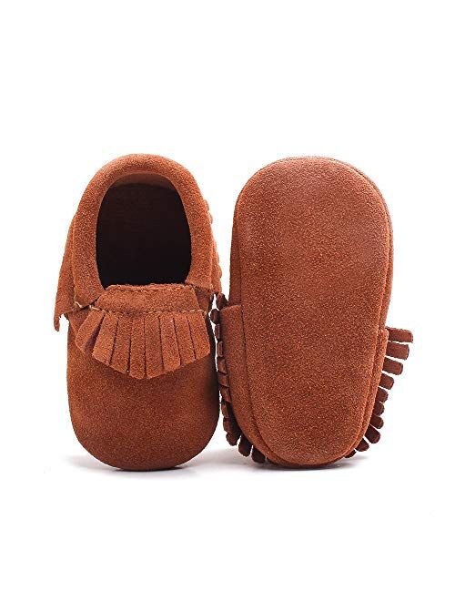 Delebao Unisex Baby Soft Sole Tassels Crib Shoes Moccasins Loafers