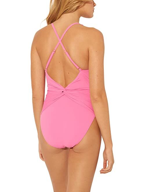 Bleu Rod Beattie Twist & Shout Plunge Drape X-Back Mio One-Piece