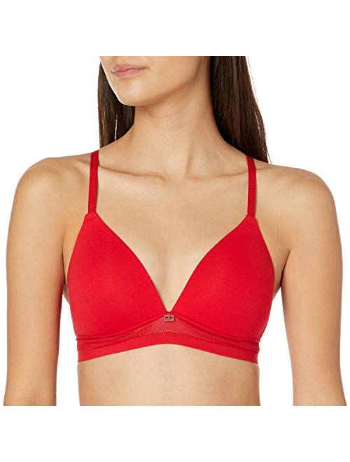 Tommy Hilfiger Women's Cotton Lightly Padded Wire Free Bra Mesh Detail