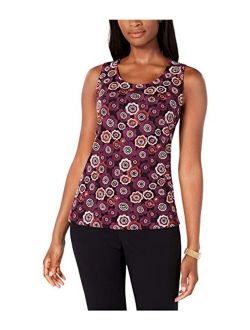 Womens Embroidered Sleeveless Blouse Top