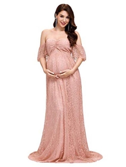 Alisa Pan Womens Off Shoulder Wrapped Ruched Maternity Dress Maxi Party Dress 40009 