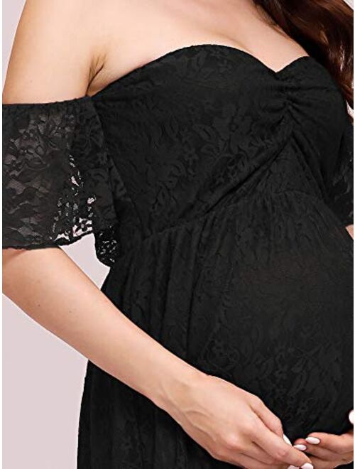 Alisa Pan Women's Off Shoulder Wrapped Ruched Maternity Dress Maxi Party Dress 40009