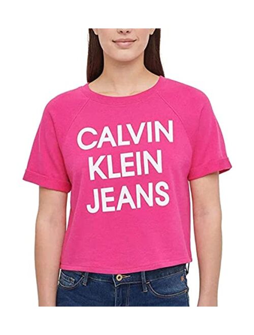 Calvin Klein Jeans Womens French Terry Logo Crop Top
