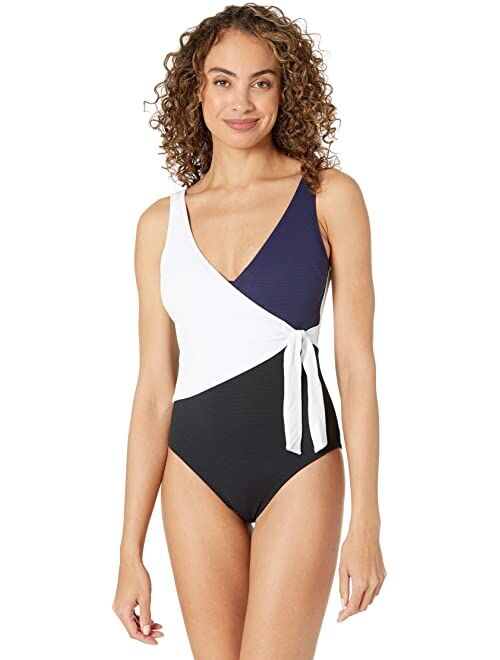 Tommy Bahama Color-Block Scoop Back One-Piece
