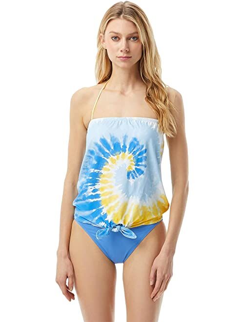 MICHAEL Michael Kors Vintage Tie-Dye Tie Front Tankini with Removable Soft Cup