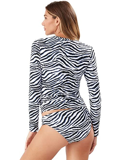Tommy Bahama Zanzibar Zebra Full Zip Long Sleeve Rashguard