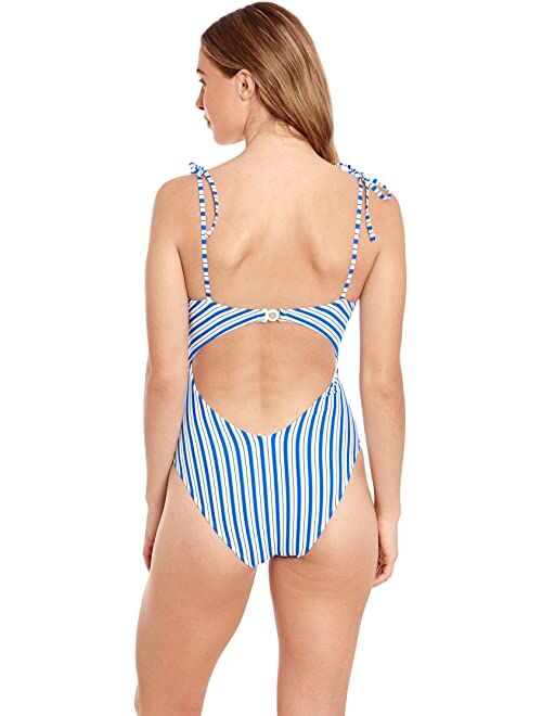 Polo Ralph Lauren Coastal Stripe Over-the-Shoulder Splice One-Piece