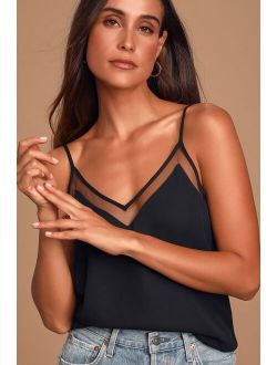 Sweet Fling Black Mesh Tank Top