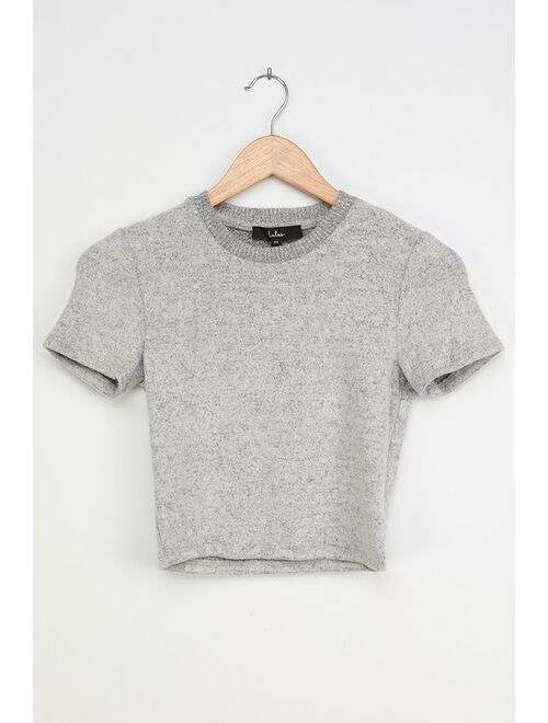 Lulus Day To Chill Heather Grey Baby Tee